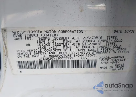 2002 Toyota Rav4 z USA, uszkodzony, nr VIN JTEGH20V120053979